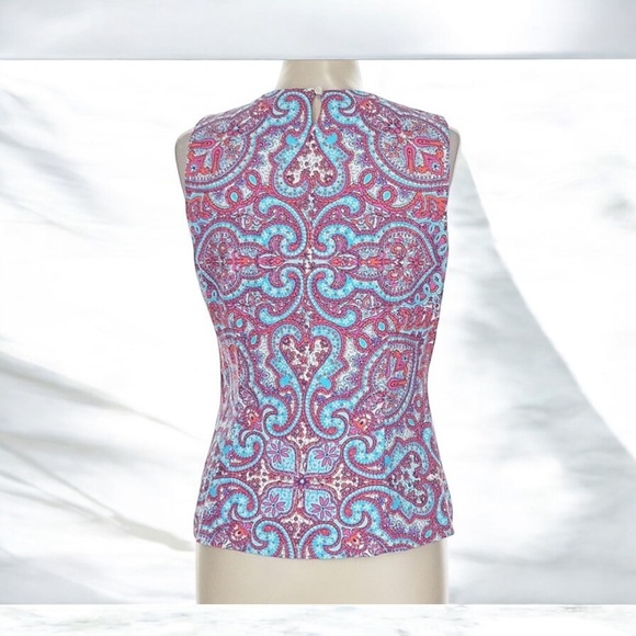 J McLaughlin women’s blue, pink and red sleeveless top, size medium - Picture 5 of 6